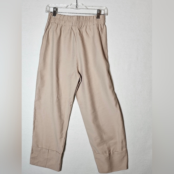 Zara Khaki Satin Cropped Trousers Women's Size Small NWT - Picture 11 of 12